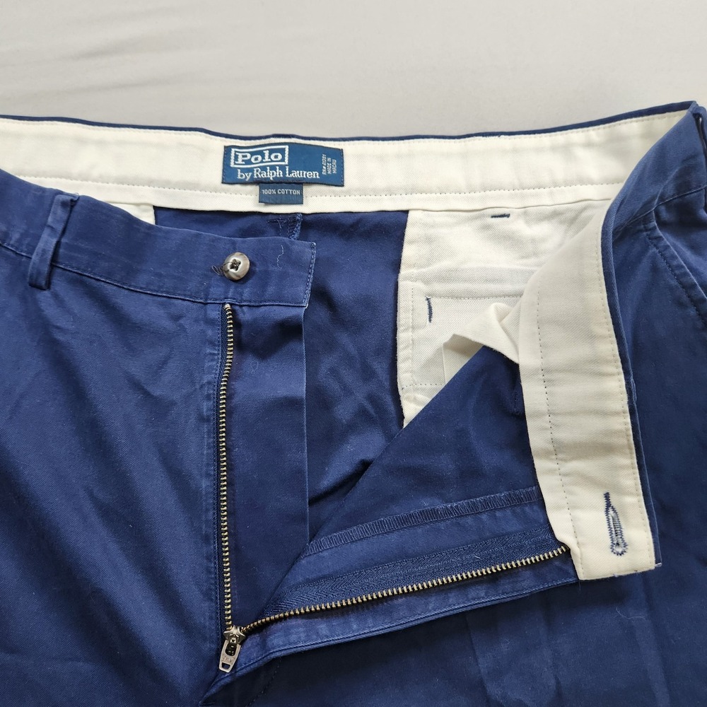 Polo Ralph Lauren Chino Pants Mens 38x30 Blue Cotton Straight Leg Preppy - Picture 2 of 8